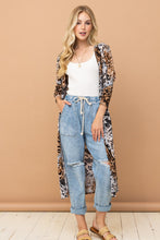 Load image into Gallery viewer, And The Why Leopard Kimono Open Front Longline Cardigan