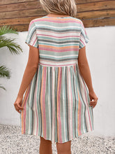 Load image into Gallery viewer, Striped V-Neck Short Sleeve Dress