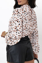 Load image into Gallery viewer, Printed Mock Neck Balloon Sleeve Blouse