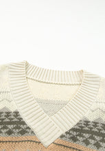 Load image into Gallery viewer, Geometric V-Neck Dropped Shoulder Sweater