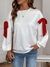 Load image into Gallery viewer, Perfee Bow Round Neck Long Sleeve Sweatshirt