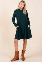 Load image into Gallery viewer, Mittoshop Mock Neck Long Sleeve Dress with Pockets