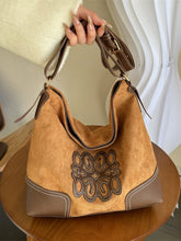 Load image into Gallery viewer, Suede Patch Adjustable Strap Tote Bag