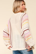 Load image into Gallery viewer, Haptics Full Size Striped Crochet Open Front Cardigan