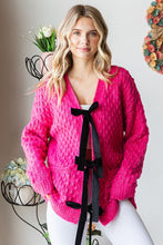 Load image into Gallery viewer, First Love Tie Closure Open Knit Cardigan
