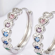 Load image into Gallery viewer, 925 Sterling Silver Inlaid Zircon Heart Huggie Earrings