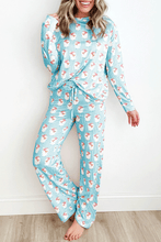 Load image into Gallery viewer, Santa Print Long Sleeve Top and Pants Lounge Set