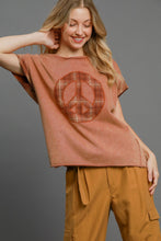 Load image into Gallery viewer, Umgee Peace Applique Round Neck French Terry Top