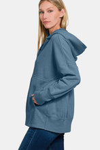 Load image into Gallery viewer, Zenana Half Snap Long Sleeve Hoodie with Kangaroo Pocket