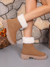 Load image into Gallery viewer, Faux Fur Trim Suede Platform Boots