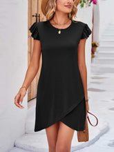 Load image into Gallery viewer, Ruffled Round Neck Cap Sleeve Mini Dress