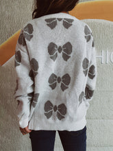 Load image into Gallery viewer, Bow Round Neck Dropped Shoulder Sweater