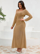 Load image into Gallery viewer, Ruched Round Neck Long Sleeve Dress