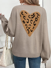 Load image into Gallery viewer, Perfee Tied Contrast Heart V-Neck Long Sleeve Cardigan