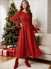 Load image into Gallery viewer, Ribbed Round Neck Long Sleeve Dress