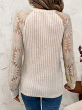 Load image into Gallery viewer, Round Neck Lace Patchwork Long Sleeve Top