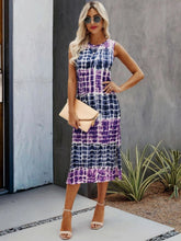 Load image into Gallery viewer, Slit Printed Round Neck Sleeveless Dress