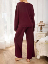 Load image into Gallery viewer, V-Neck Long Sleeve Top and Wide Leg Pants Set