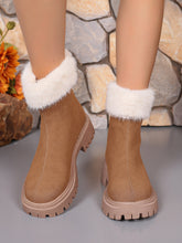 Load image into Gallery viewer, Faux Fur Trim Suede Platform Boots