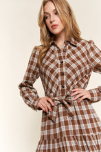 Load image into Gallery viewer, And the Why Plaid Tiered Midi Shirt Dress