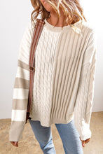 Load image into Gallery viewer, Cable-Knit Color Block Round Neck Sweater