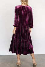 Load image into Gallery viewer, V-Neck Long Sleeve Midi Velvet Dress