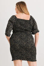 Load image into Gallery viewer, Zenobia Plus Size Smocked Printed Square Neck Mini Dress