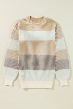 Load image into Gallery viewer, Striped Color Block Round Neck Long Sleeve Sweater