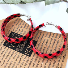 Load image into Gallery viewer, Plaid PU Leather Hoop Earrings