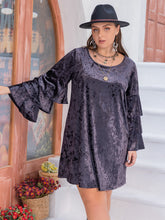 Load image into Gallery viewer, Plus Size Round Neck Flounce Sleeve Mini Dress