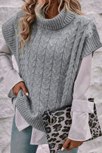 Load image into Gallery viewer, Cable Knit Turtleneck Short Sleeve Sweater