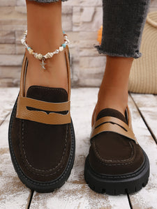 Contrast Suede Platform Loafers