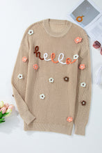 Load image into Gallery viewer, HELLO Flower Round Neck Long Sleeve Sweater