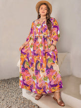 Load image into Gallery viewer, Plus Size Printed Tie Neck Maxi Dress