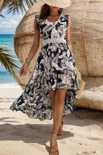 Load image into Gallery viewer, Leilani High-Low Printed V-Neck Cap Sleeve Midi Dress