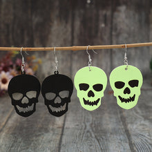 Load image into Gallery viewer, 2 Piece PU Leather Skull Dangle Earrings