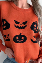 Load image into Gallery viewer, Pumpkin Pattern Round Neck Sweater