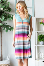 Load image into Gallery viewer, Heimish Full Size Striped Sleeveless V Neck Dress