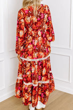 Load image into Gallery viewer, Printed V-Neck Long Sleeve Midi Dress