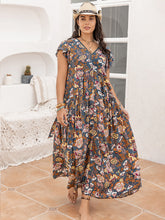 Load image into Gallery viewer, Plus Size Ruffled Printed Cap Sleeve Dress