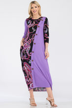 Load image into Gallery viewer, Celeste Full Size Paisley Contrast Midi Dress with Pockets