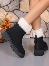 Load image into Gallery viewer, Faux Fur Trim Suede Platform Boots