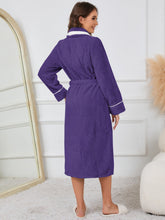 Load image into Gallery viewer, Contrast Trim Tie Waist Lounge Nightgown with Pockets