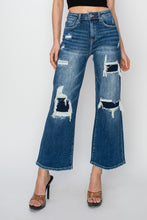 Load image into Gallery viewer, Risen Full Size High Rise Patch Detailed Wide Leg Crop Jeans