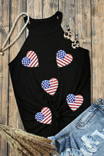 Load image into Gallery viewer, Heart US Flag Round Neck Grecian Neck Tank