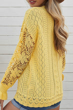 Load image into Gallery viewer, Openwork Round Neck Long Sleeve Sweater