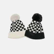 Load image into Gallery viewer, Checkered Knit Hat with Pompom