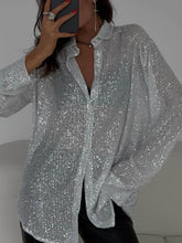 Load image into Gallery viewer, Sequin Button Up Long Sleeve Shirt