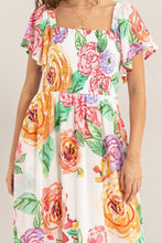 Load image into Gallery viewer, HYFVE Floral Flutter Sleeve Smocked Dress