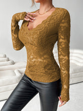 Load image into Gallery viewer, V-Neck Long Sleeve Lace Top